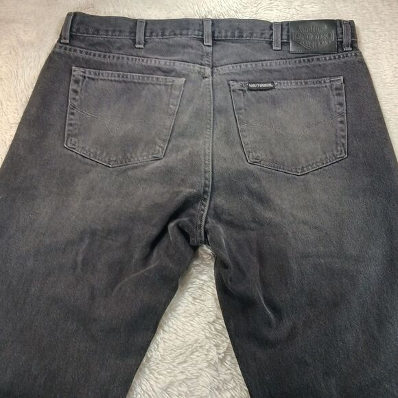 Vintage Harley Davidson Jeans 36x30 Mens Relaxed Leg Black Denim 38W. Y2K - Picture 11 of 13
